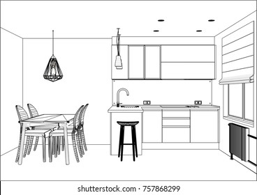 Sketch Kitchen Images, Stock Photos & Vectors | Shutterstock