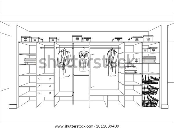 3d Vector Sketch Wardrobe Interior Big Stock Vector Royalty Free