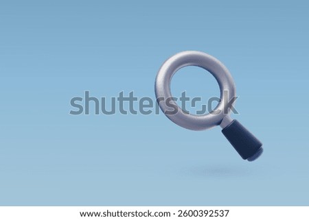 3d Vector A sleek 3D magnifying glass icon with a blue handle, symbolizing search, exploration eps
