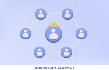 3D vector social media community networking connected account user people communication link contacts online internet worldwide technology cyberspace together. Eps 10 vector. illustration.