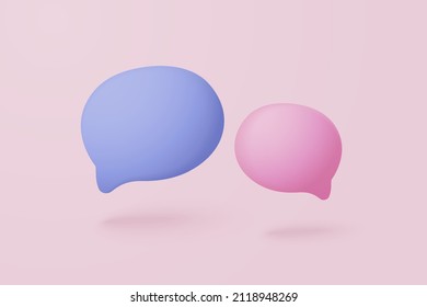 3D vector social media for insert message in bubbles platform, online social for text replacement in speech concept, emoji, chat speech, chatting message with pink background 3d render vector
