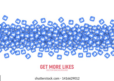 3D Vector Social Network Like Thumb Up Blue Icons Abstract Conceptual Illustration Isolated on White Background. Design Elements Web, Internet, App, Analytics, Promotion, SMM, CEO, Business