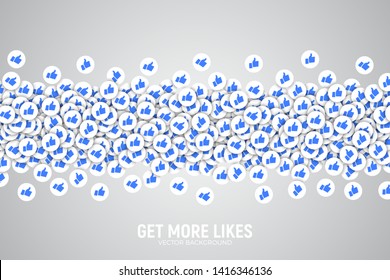 3D Vector Social Network White Blue Modern Thumb Up Icons Abstract Art Illustration Isolated On Light Gray Background