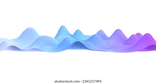 3d vector sound waves set. Audio Player. Audio equalizer technology, pulse musical. Realistic rendering of blue and pink wave curve gradient. Isolated abstract object on a white background.