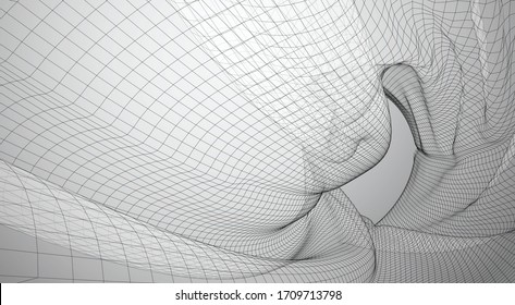 3d vector space from square polygonal meshes, abstract form on a white background