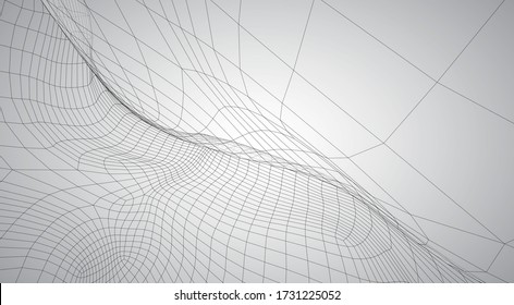 3 d espacio vectorial de mallas poligonales cuadradas, forma abstracta sobre fondo blanco