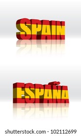 3D Vector Spain (Espana) Word Text Flag