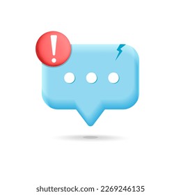 3.ᵉʳ mensaje de cuadro de discurso vectorial burbuja de chat con signo de advertencia o aviso de peligro desconexión de símbolo de notificación emergente