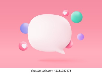 3D Vector Speech Bubble With Tick Mark For Photo Gallery Platform, Online Social Conversation Comment Concept, Emoji Message, Speech Icons, Chat With Social Media. 3d Speak Render Vector Illustration