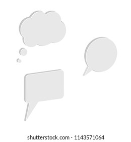 3D Vector Speech Bubbles. White Blank 3d Speech Bubbles Ready for Text, Isolated on White. Design Elements Set for Web Design, Banners, Presentations or Business Cards, Flyers, Brochures and Posters.