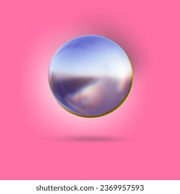 Esfera vectorial 3D.Forma holográfica futurista.Representación de la forma cromada iridiscente 3D