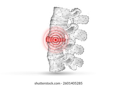 3d vector spine isolated on white. Chiropractic care, spinal cord, orthopedic surgery, bone health, human spine, disc prolapse, posture relief, vertebra column, scoliosis problem, osteopathy concept.