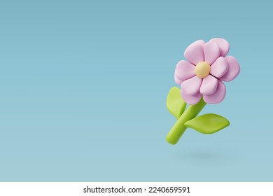 3 d Flor rosa de primavera vectorial. Feliz Día de la Madre, concepto de San Valentín. Vector Eps 10