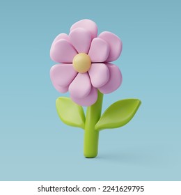 3d Vector Spring Pink flower. Happy Mother's Day, Valentine Day concept. Eps 10 Vector