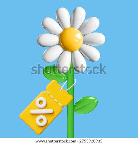 3d vector spring sale blue coupon with daisy flower