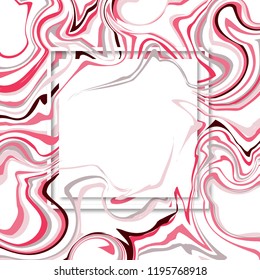 3d vector square frame. Paper cut web banner for social media or mobile apps. Sale and discount promo backgrounds with abstract pattern. Blur pink marble background with abstract oil painted waves.