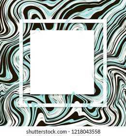 3d vector square frame. Paper cut promotion web banner for social media mobile apps. Sale and discount promo backgrounds with abstract pattern. Blur marble background with abstract oil painted waves.