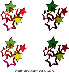 3d vector of square shape with pattern of four groups of stars with different sizes and shapes