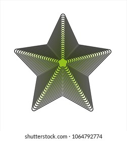 3d vector of square shape with pattern of a big star in green and black