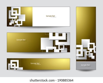 3D Vector Squares. Abstract Banners.