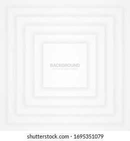 3D Vector Squares Minimalist White Abstract Background Blurred Effect. Modern Technology Light Wallpaper. Clear Blank Business Presentation Backdrop. Colorless Empty Blur Surface Illustration