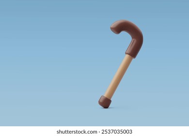 3d Vector Staff, Walking stick, Medical supplies, Equipment for elderly concept. Eps 10 Vector. 