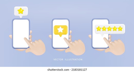 3D Vector Star Symbol Social Media Review Rating Icon Isolated On Bubble Speech. Comments Thread Mention Or Reply Sign With Social