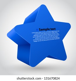 3d vector star with text. Blue variant