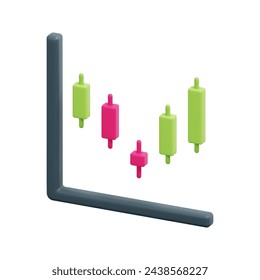 Icono de vector 3d. Aislado sobre fondo blanco. Concepto de inversión, negocio y finanzas en 3d. Dibujos animados estilo minimalista. Ilustración de renderizado de vector de icono de gráfico de candelabro 3d.