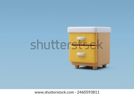 3d Vector Storage, Wooden cabinet with white top and doors, Home and furniture concept. Eps 10 Vector.