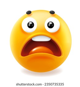 3d vector style design of funny sad emoji for social media. Vector illustration of yellow color fun afraid emoticon on white background