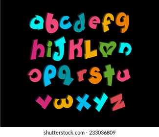 3-D vector of stylized playful alphabets