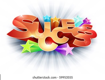 3d vector Success text. All elements are separated layers in vector file.