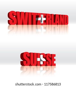 3D Vector Switzerland (Suisse) Word Text Flag