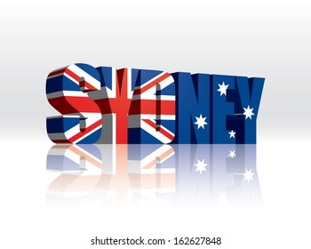 3D Vector Sydney (Australia) Word Text Flag 