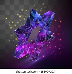 3d vector symbol on mosaic background, space locked in crystal object