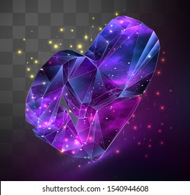 3d vector symbol on mosaic background, space locked in crystal object