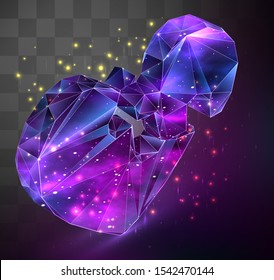 3d vector symbol on mosaic background, space locked in crystal object