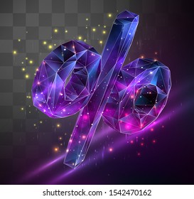 3d vector symbol on mosaic background, space locked in crystal object