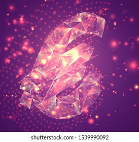 3d vector symbol on a pink background, exploded crystal