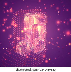 3d vector symbol on a pink background, exploded crystal