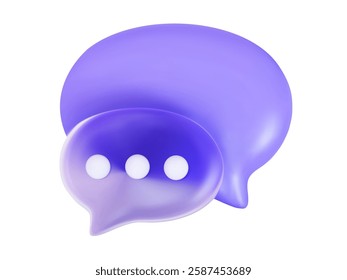 3D vector symbol speech bubble with transparent effect. For communication, notification, talk, thinking.