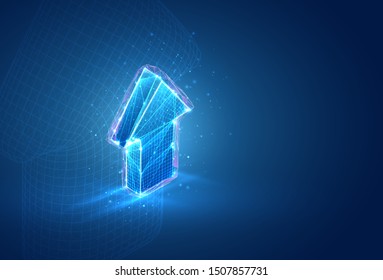 Símbolo de Vector 3D, objeto volumétrico sobre un fondo azul. Diseño para negocios y presentación