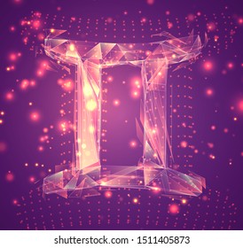 3d vector symbol, volumetric object on a pink background. layout for business and presentation