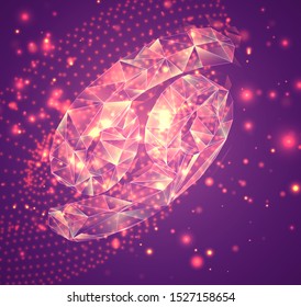 3d vector symbol, volumetric object on a pink background. layout for business and presentation