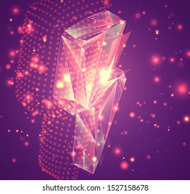 3d vector symbol, volumetric object on a pink background. layout for business and presentation