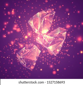 3d vector symbol, volumetric object on a pink background. layout for business and presentation