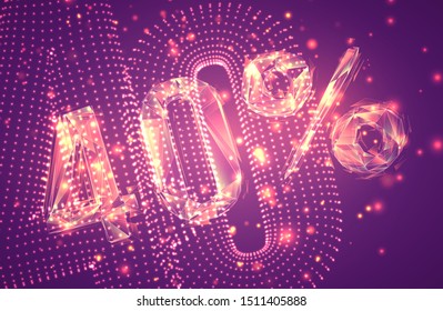 3d vector symbol, volumetric set of numbers on a pink background. layout for business and presentation