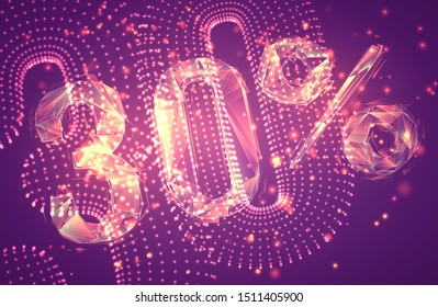 3d vector symbol, volumetric set of numbers on a pink background. layout for business and presentation