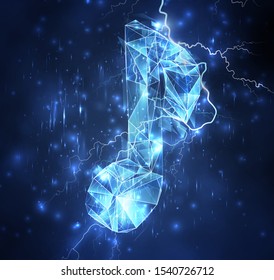 3d vector symbol whist in a stormy blue sky and lightning strikes into it